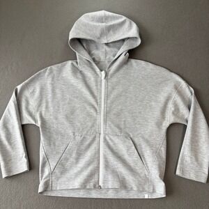 Lululemon Minimal Hoodie Womens 4 Grey Cropped Relaxed Fit Heathered Power Gym